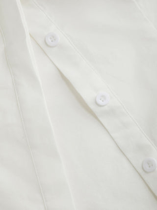 Cotton-blend Short Sleeve Pearl Detail Bowknot Blouse
