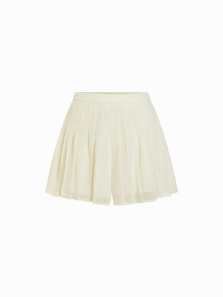 Chiffon Mid Rise Pleated Shorts