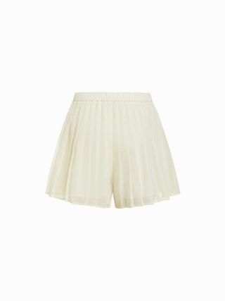 Chiffon Mid Rise Pleated Shorts