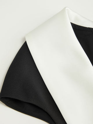 Colorblock Boat Neck Backless Bowknot A-line Mini Dress