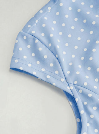 Sculptural Polka Dot Stand-Collar Flared Maxi Dress