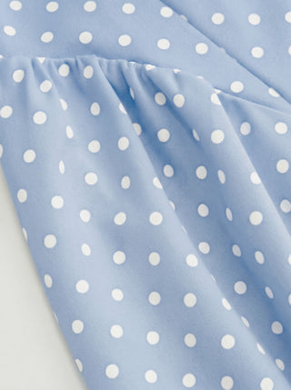 Sculptural Polka Dot Stand-Collar Flared Maxi Dress