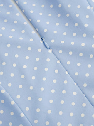 Sculptural Polka Dot Stand-Collar Flared Maxi Dress