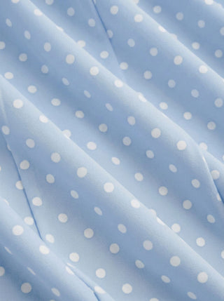 Sculptural Polka Dot Stand-Collar Flared Maxi Dress