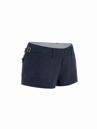 Cotton-blend Low Rise Utility Pocket Micro Shorts