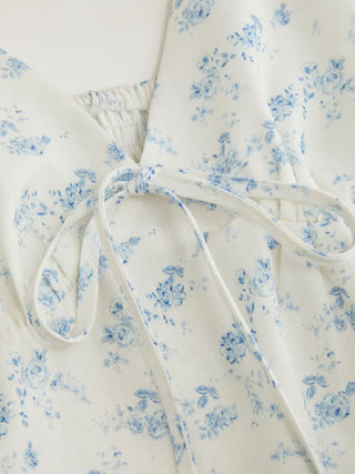 Floral Sweetheart Neck Bowknot Cami Tee