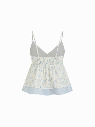 Floral Sweetheart Neck Bowknot Cami Tee