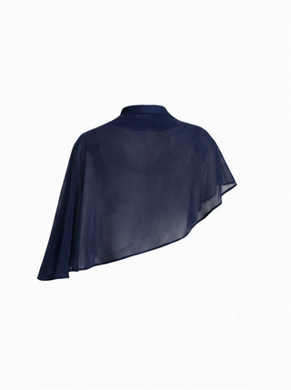 Stand Collar Asymmetrical Cloak Sleeve Mid Rise Wide Leg Jumpsuit