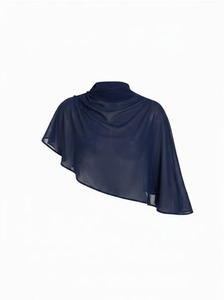 Stand Collar Asymmetrical Cloak Sleeve Mid Rise Wide Leg Jumpsuit