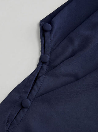 Stand Collar Asymmetrical Cloak Sleeve Mid Rise Wide Leg Jumpsuit