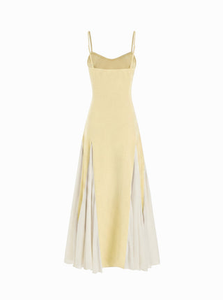 Color-Blocked Scoop Neck Flared Maxi Dress