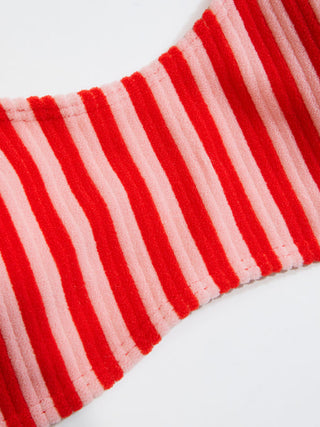 U-Neckline Stripe Bracelet Tie Side Bikini Set