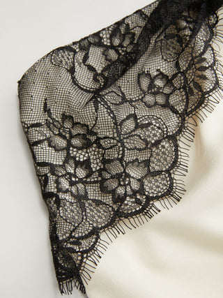 Satin Strapless Lace Panel Tie Back Bandeau Top