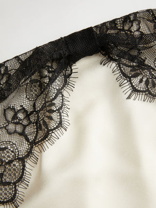 Satin Strapless Lace Panel Tie Back Bandeau Top