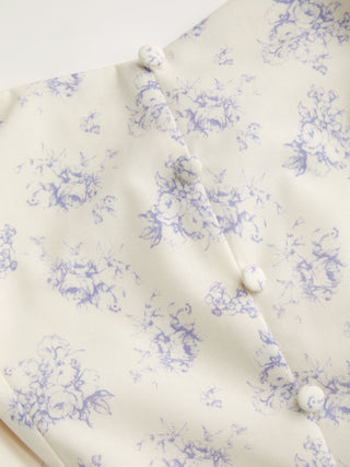 Cotton-blend Floral Sweetheart Neck Pleated A-line Mini Dress