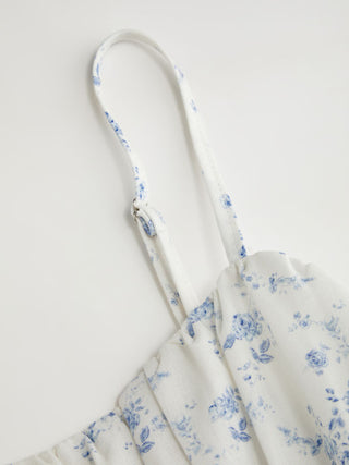 Ditsy Floral Striped Ruched Lace Panel Tiered Cami Maxi Dress