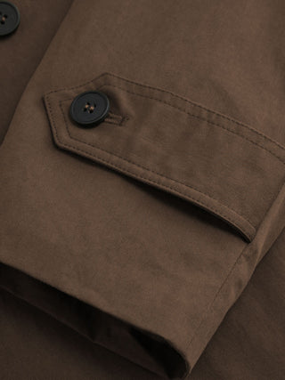 Multi-way Cotton Funnel Neck Double Breasted Oversized Windbreaker With Belt