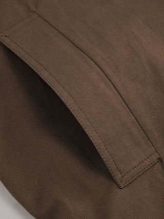 Multi-way Cotton Funnel Neck Double Breasted Oversized Windbreaker With Belt