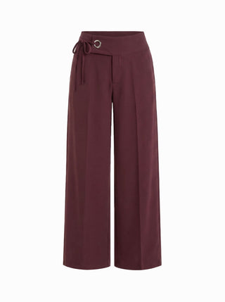 Low Rise Side Tie Metal Detail Straight Leg Trousers