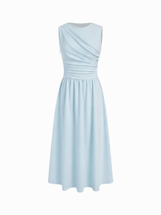 Round Neckline Ruched Maxi Dress