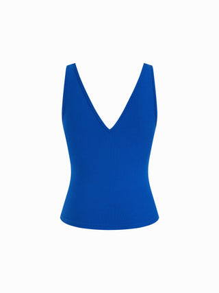 Cotton-blend High Stretch V-neck Tank Top