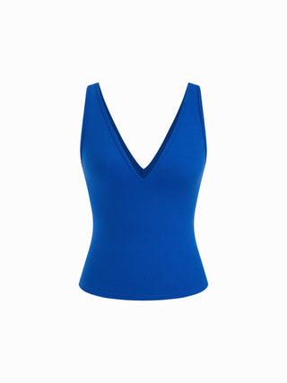 Cotton-blend High Stretch V-neck Tank Top