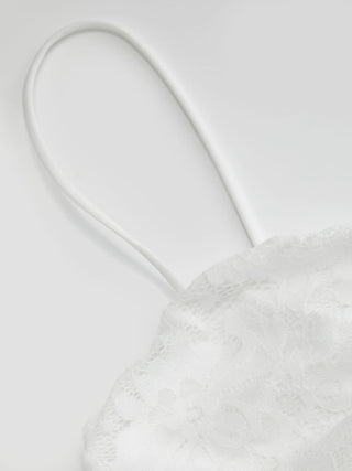 Lace V-neck Scallop Trim Ruched Cami Top