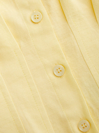 Linen-blend Linen-blend Collar V-neck Pleated Short Sleeve Shirt For Work