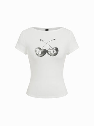 Cotton-blend 8-Ball Cherry Graphic Short Sleeve Tee