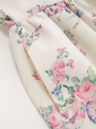 Textured Sculptural Floral Sweetheart Floral High Rise Flared Midi Dress