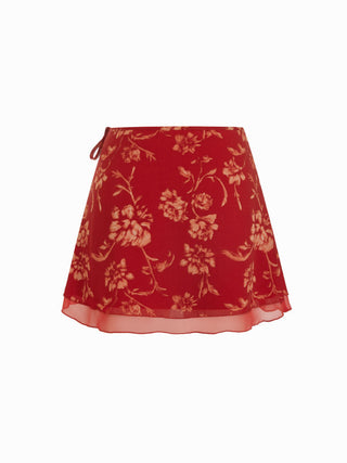 Chiffon Low Rise Aztec Asymmetrical Knotted A-line Mini Skirt