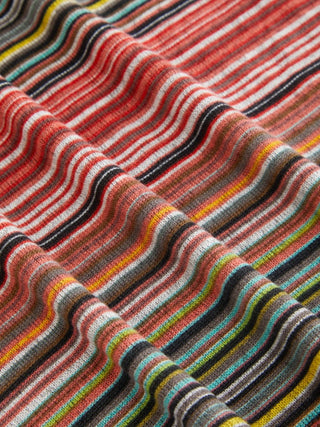 Knit V-neck Striped Flared Mini Dress