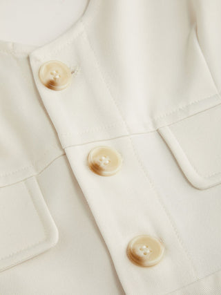 Stripe V-neck Flap Detail Mid Rise Romper
