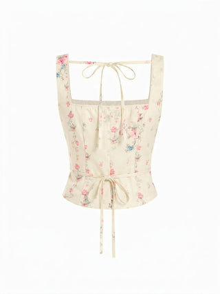 Textured Floral Square Neck Corset Top & Mid Rise Flared Midi Skirt Set