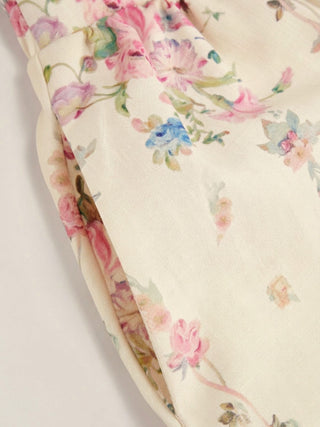 Textured Floral Square Neck Corset Top & Mid Rise Flared Midi Skirt Set
