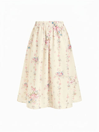 Textured Floral Square Neck Corset Top & Mid Rise Flared Midi Skirt Set