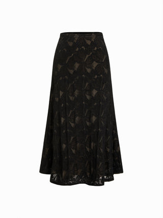 Asymmetrical Neck Ruched Crop Top & Mid Rise Lace Midi Skirt Set