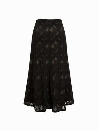 Asymmetrical Neck Ruched Crop Top & Mid Rise Lace Midi Skirt Set