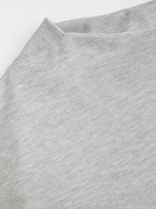 Cotton-blend Boat Neck Batwing Sleeve Drawstring Tee