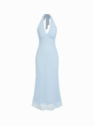 Chiffon Sweetheart Floral Backless Tie Back Mermaid Maxi Dress