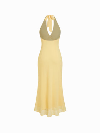 Chiffon Sweetheart Floral Backless Tie Back Mermaid Maxi Dress