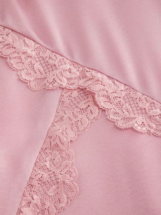 Satin V Neck Ruffle Sleeve Lace Maxi Dress