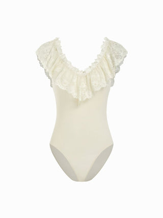 Lace Trim V-neck Ruffled Bodysuit