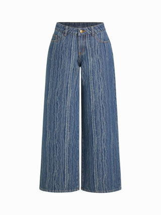 Denim Low Rise Wide Leg Jeans