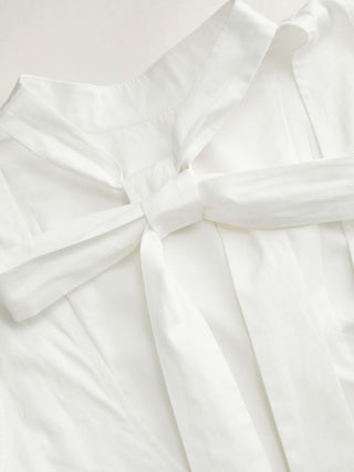 Cotton High Neck Backless Bowknot A-line Maxi Dress