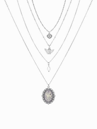 FLORAL & FAUX PEARL LAYERED NECKLACE