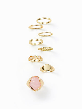 8PCS GEMSTONE & TWISTED RING SET