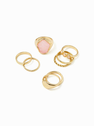 8PCS GEMSTONE & TWISTED RING SET