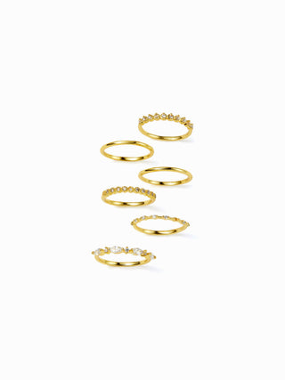6PCS RHINESTONE RING SET