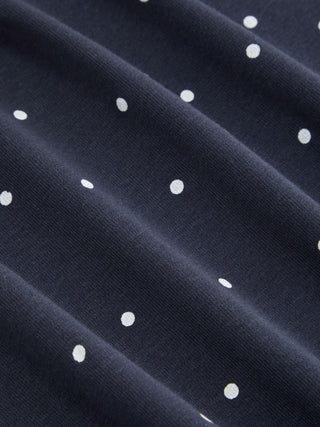 Boat Neck Polka Dot Batwing Sleeve Oversized Tee